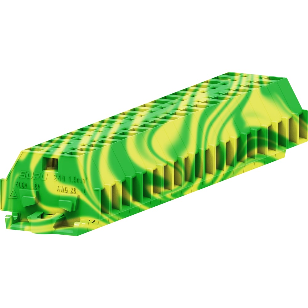 Изображение товара Клемма SUPU TB 1-1 с боковым подключением 1,5 мм кв 100 шт желто-зеленая