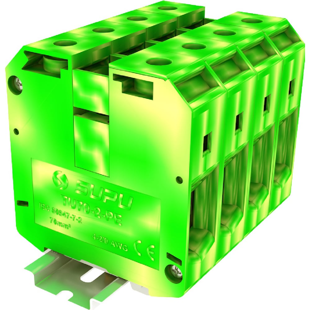 Изображение товара Клемма заземляющая SUPU TU 1-1, винтовая, сечение 70 мм², желто-зеленая