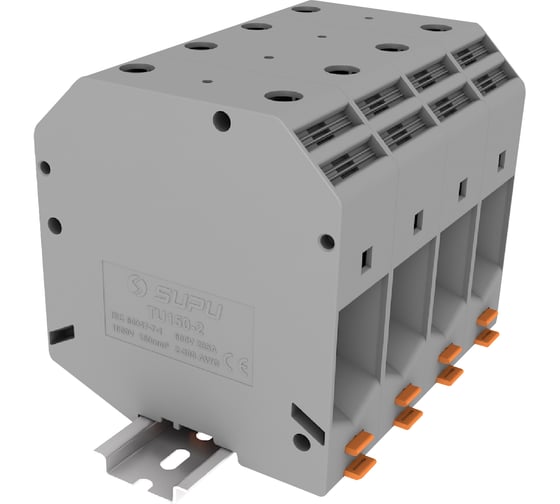 Изображение товара Клемма SUPU TU 1-1 винтовая, сечение 150 мм. кв., серая 2 шт TU150-2-GY
