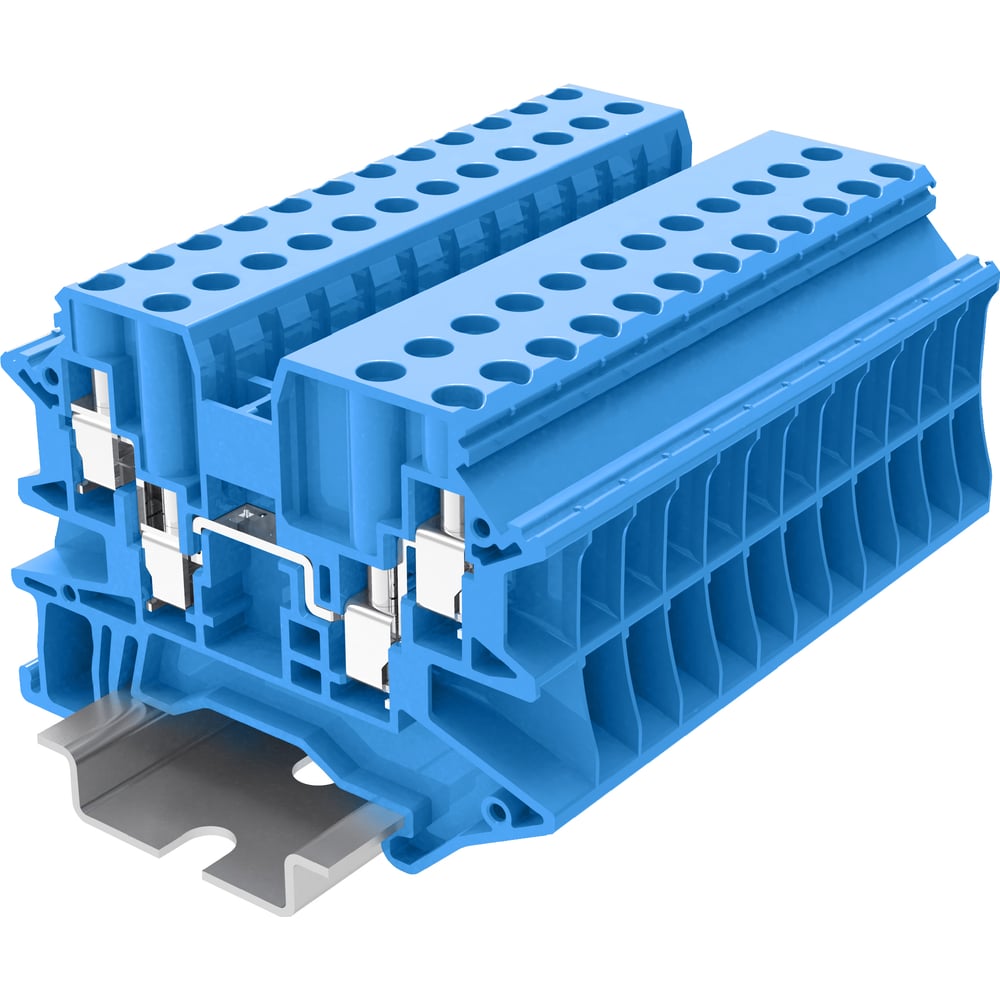 Изображение товара Клемма винтовая SUPU TU 2-2 синяя 50 шт для проводов до 4 мм²