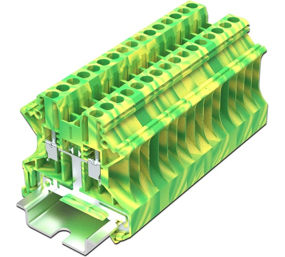 Изображение товара Клемма SUPU TU 1-1 земля, винтовая, сечение 2,5 мм. кв., желто-зеленая 100 шт TU2.5-2-PE