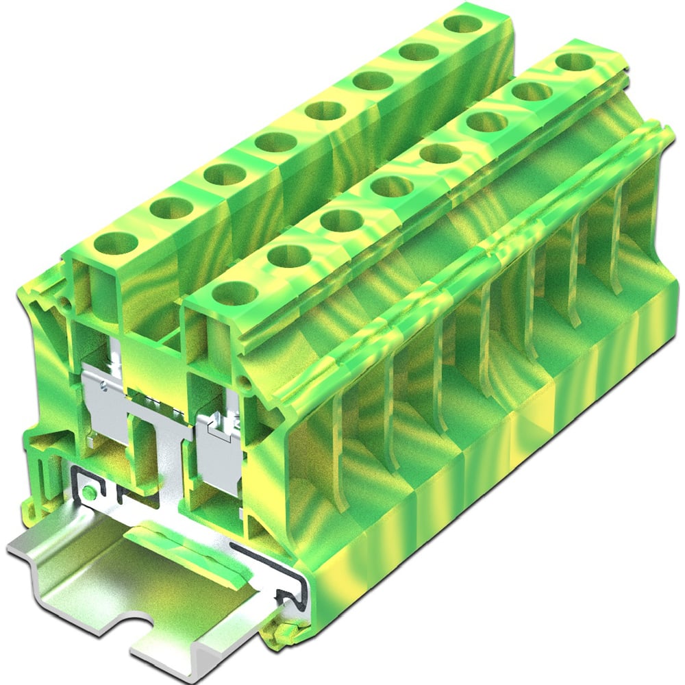 Изображение товара Клемма SUPU TU 1-1 земля, винтовая, сечение 10 мм. кв., желто-зеленая 50 шт TU10-2-PE