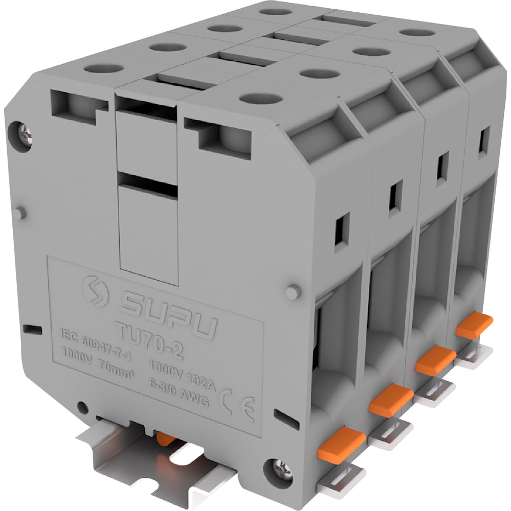 Изображение товара Клемма винтовая SUPU TU 1-1 с сечением 70 мм.кв. для DIN-рейки серый