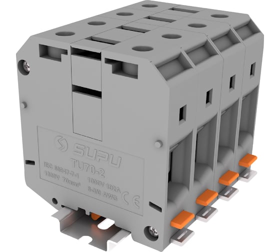 Изображение товара Клемма SUPU TU 1-1 винтовая, сечение 70 мм. кв., серая 2 шт TU70-2-GY