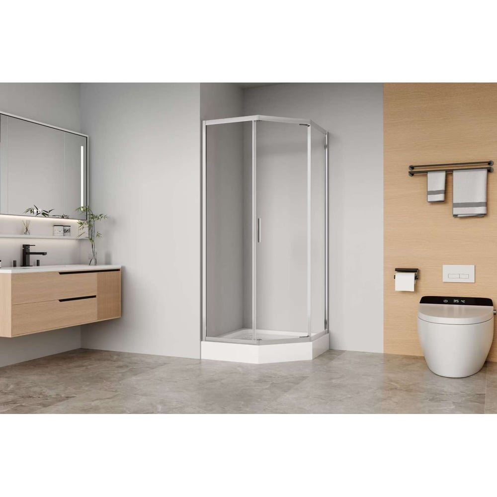 Изображение товара Душевое ограждение Aquanet AE90-P-90x90-CT Bright 900х900 мм хром стекло