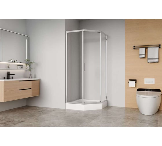 Изображение товара Душевое ограждение Aquanet AE90-P-90x90-CT Bright 900х900 мм, хром/прозрачный Easy Clean (352420) 00352420
