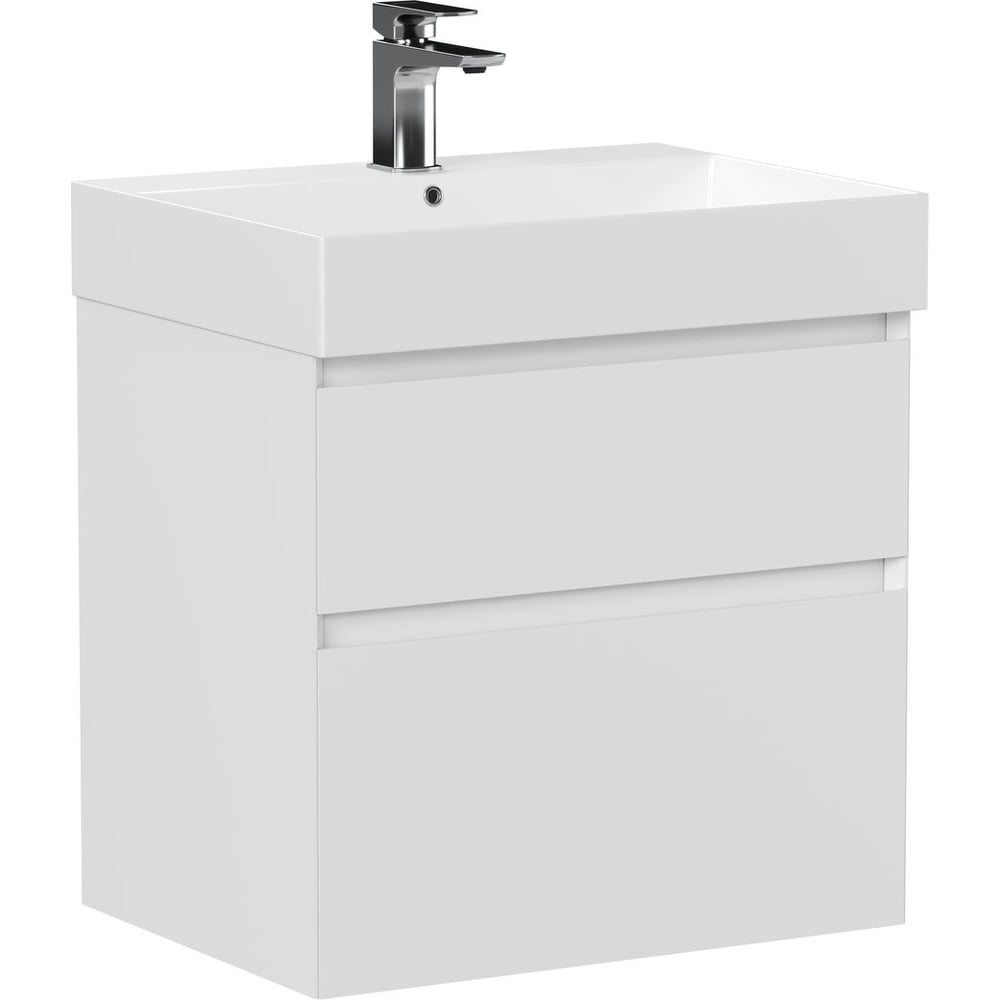 Изображение товара Современная белая подвесная тумба для ванной с двумя ящиками серия Infinity