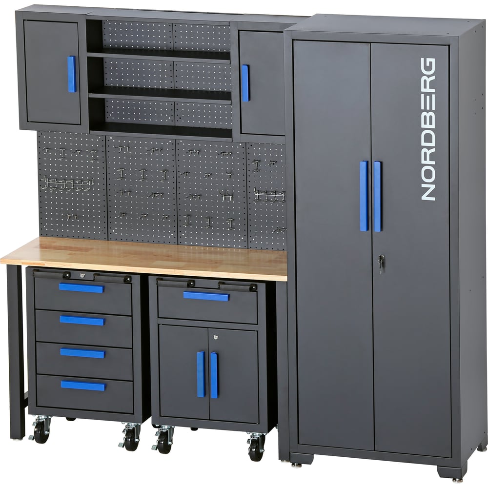 Изображение товара Набор мебели для мастерских NORDBERG TT117 с верстаком, шкафом и полками