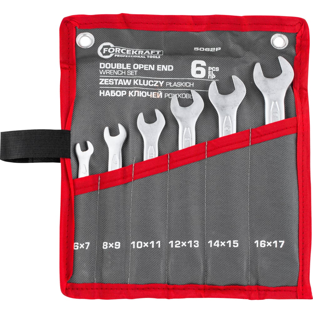 Изображение товара Набор рожковых ключей Forcekraft FK-5062P 6 предметов 6-17 мм профессиональный