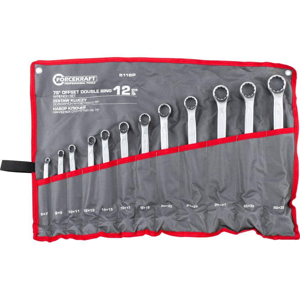 Изображение товара Набор ключей накидных Forcekraft 12 предметов FK-5118P(63213) 6-32 мм