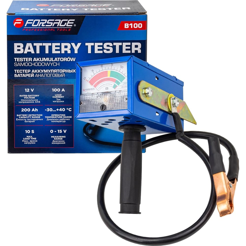 Изображение товара Аналоговый тестер аккумуляторных батарей Forsage 12 В 100 А F-B100