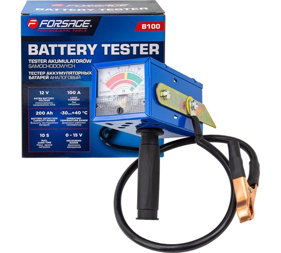 Изображение товара Тестер аккумуляторных батарей аналоговый Forsage 12 В 100 А F-B100(66182)