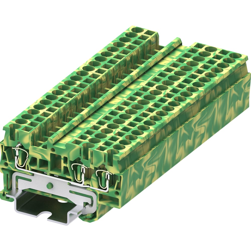 Клемма SUPU TC 1-2 земля, сечение 2,5 мм. кв., желто-зеленая 100 шт TC2.5-3-PE