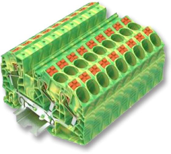 Изображение товара Клемма SUPU TP 1-2 земля, Push-in, сечение 16 мм. кв., желто-зеленая 20 шт TP16-3-PE