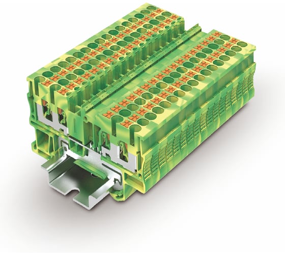 Изображение товара Клемма SUPU TP 2-2 земля, Push-in, сечение 2,5 мм. кв., желто-зеленая 100 шт TP2.5-4-PE