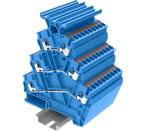 Изображение товара Клемма SUPU TP 3-уровневая, угловая, с держателем маркировки, Push-in, сечение 2,5 мм. кв., синяя 25 шт TPTS2.5-2T-BU