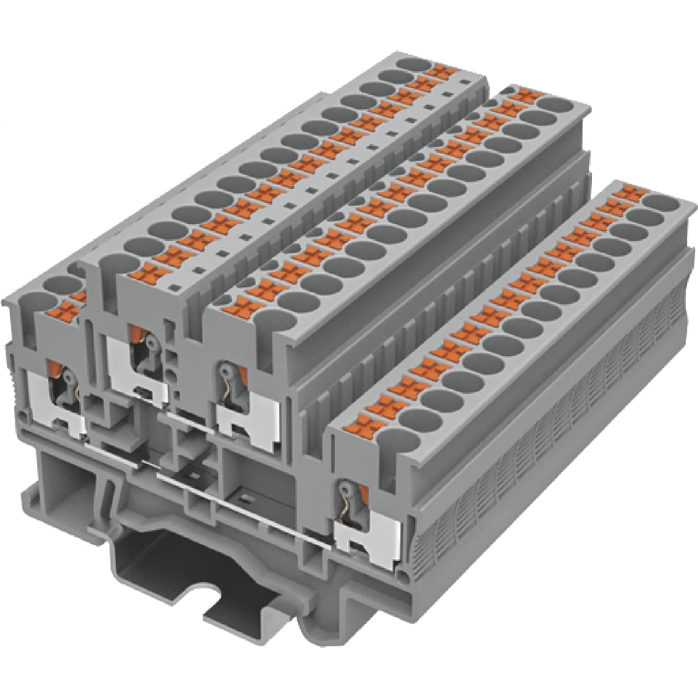Изображение товара Клемма SUPU TP 2-уровневая с сечением 4 мм кв, 50 шт, серый