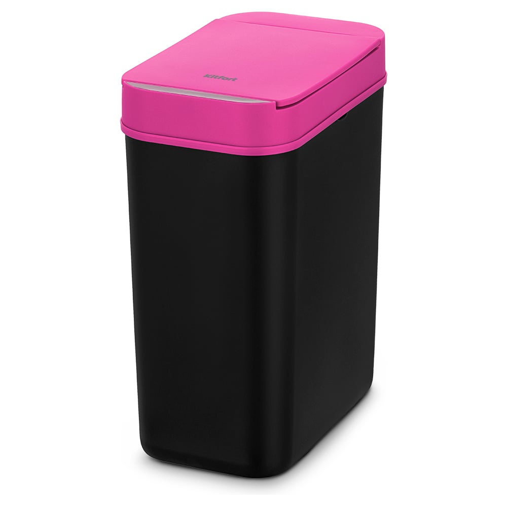 Изображение товара Сенсорное мусорное ведро KITFORT КТ-6028 10 л с крышкой прямоугольное черно-розовое