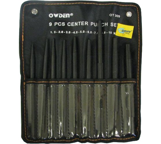 Изображение товара Набор кернеров CNIC из 9-ти шт. от 1.5мм до 10.0мм CrV в сумке ОТ309 37141