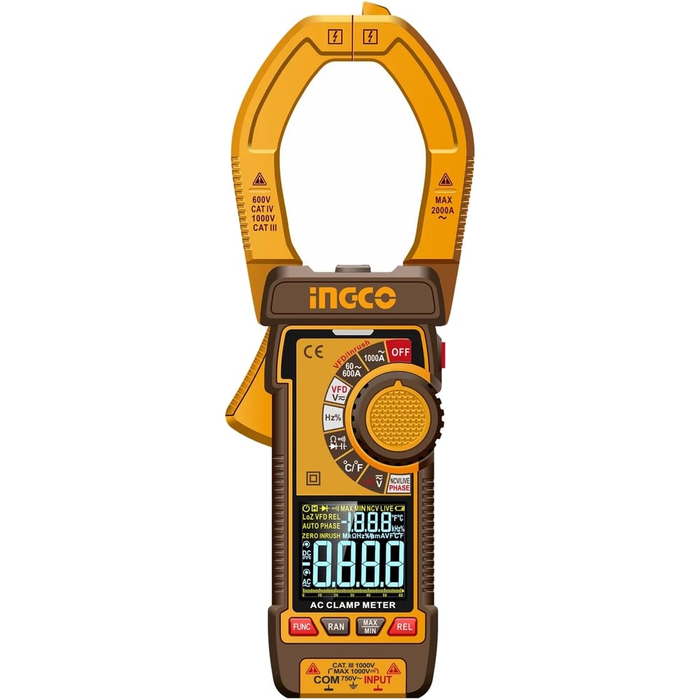 Изображение товара Цифровой мультиметр INGCO DCM610001 с True RMS, 1000А, температура