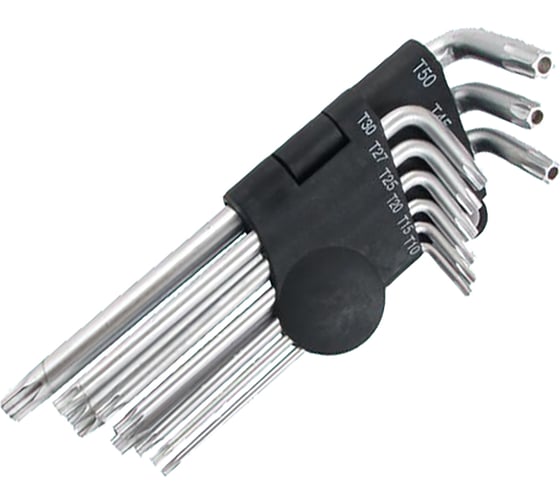 Изображение товара Набор ключей CNIC шестигранных TORХ из 9шт Т10,Т15,Т20,Т25,Т27,Т30,Т40,Т45,Т50 СrV 2108T 48774