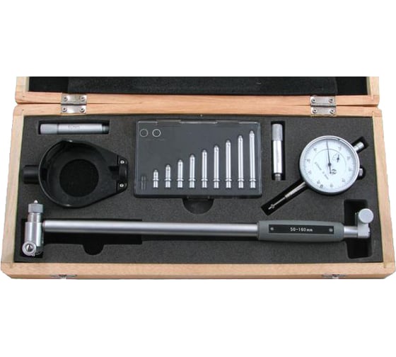Изображение товара Нутромер CNIC индикаторный 50-160мм, глуб.изм. 200мм 0,01, 10 вставок Шан 570-125 с защитой 38719
