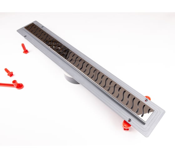 Изображение товара Душевой лоток ДТРД Гармония 700мм глянец СЕРЫЙ, боковой слив D-50 мм, HR-700S-DT