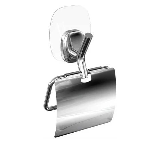 Изображение товара Держатель для туалетной бумаги LEMER NATURE с крышкой, на силиконовом креплении, хром LEM-N09CR