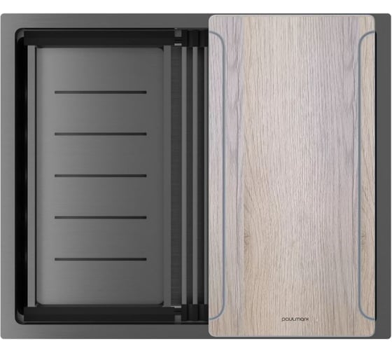 Изображение товара Мойка Paulmark NEXT-MULTI SINK 54 UNI нерж. сталь, вороненая сталь,540х450мм, PM785445-GM