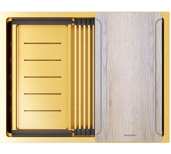 Изображение товара Мойка Paulmark NEXT-MULTI SINK 58 UNI нерж. сталь, брашированное золото, 580х450мм, PM785845-BG