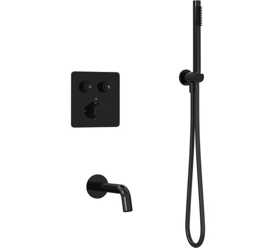 Изображение товара Душевая система скрытого монтажа для душа Milleau Tissage на 2 потока (комплект с монтажным блоком), Черный глянец TERMO 2SBIT/324.10-GB