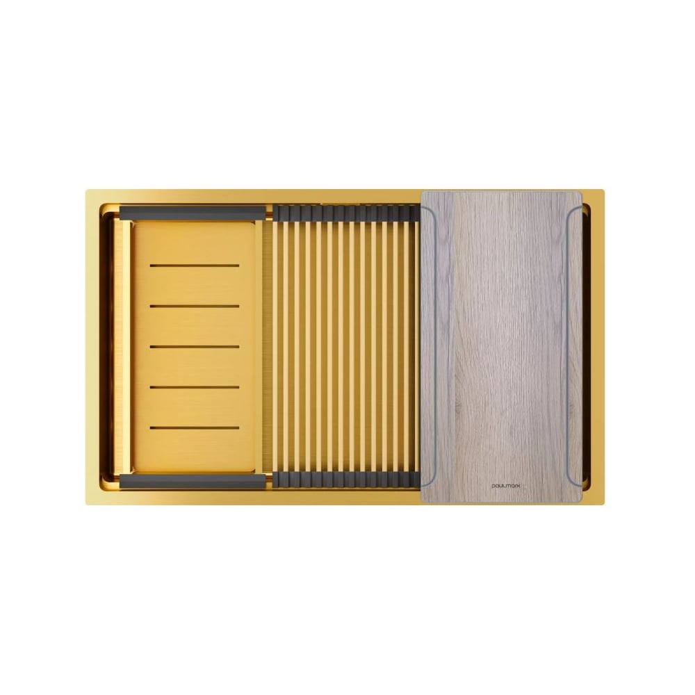 Изображение товара Мойка Paulmark NEXT-MULTI SINK 74 UNI нерж сталь браш золотая 740x450мм