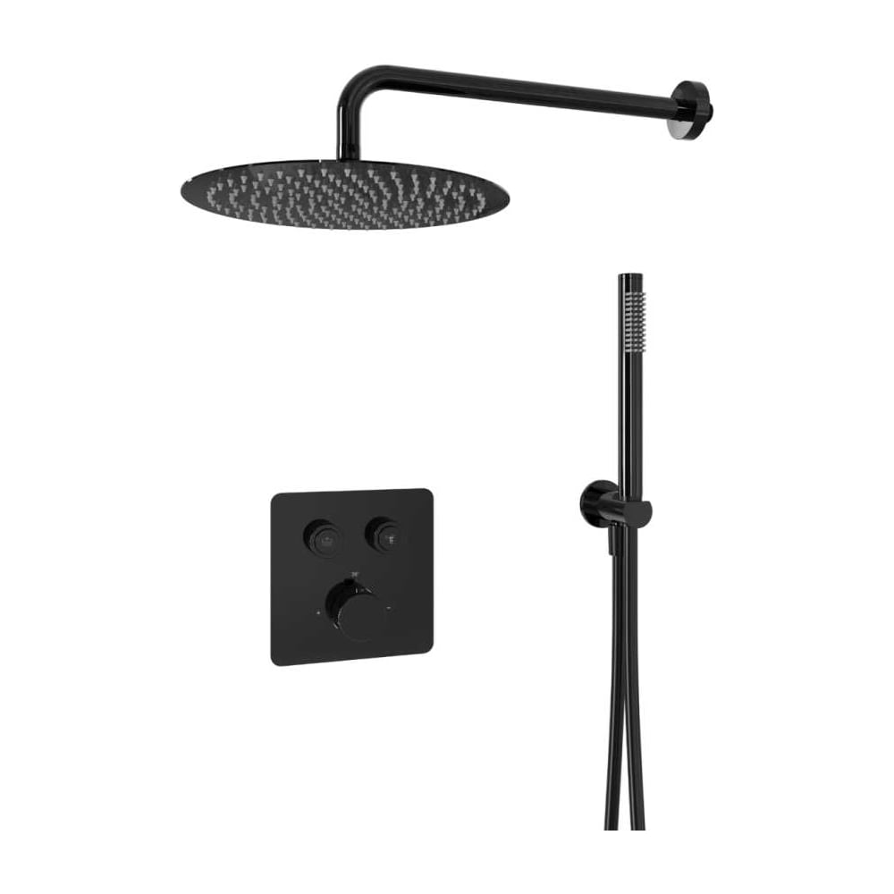 Изображение товара Душевая система скрытого монтажа Tissage 2 потока черный глянец TERMO