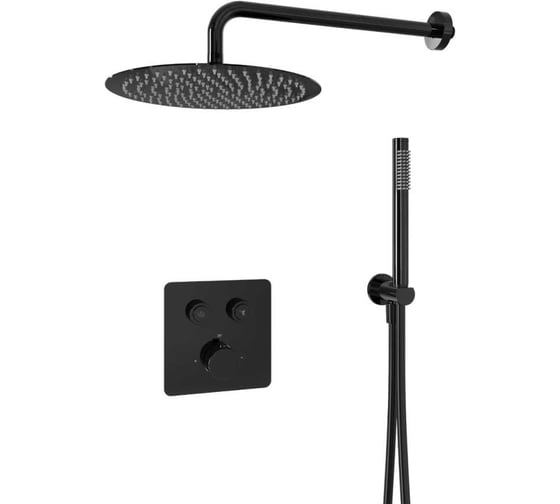 Изображение товара Душевая система скрытого монтажа для душа Milleau Tissage на 2 потока (комплект с монтажным блоком), Черный глянец TERMO 2SBIT/801-GB