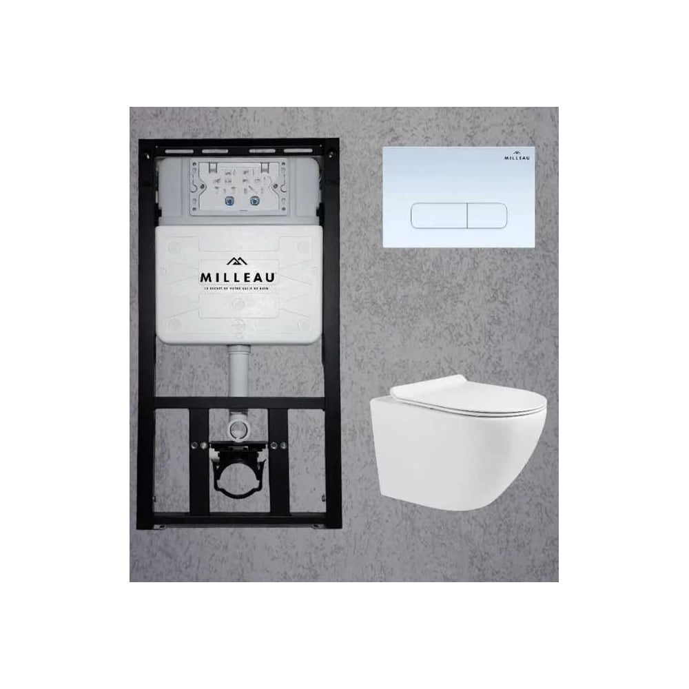 Изображение товара Комплект система инсталляции Milleau ALBY с подвесным унитазом белый глянец