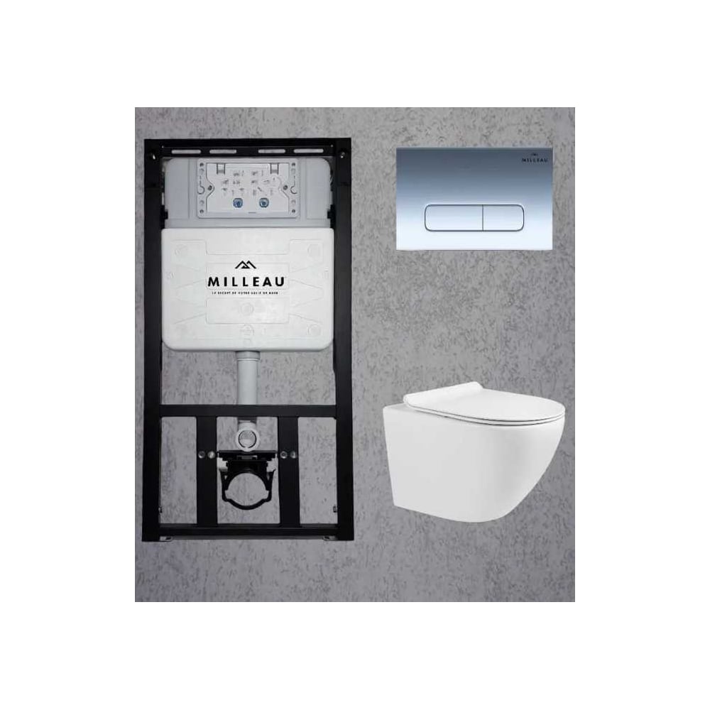 Изображение товара Комплект система инсталляции Milleau ALBY с подвесным унитазом и панелью смыва