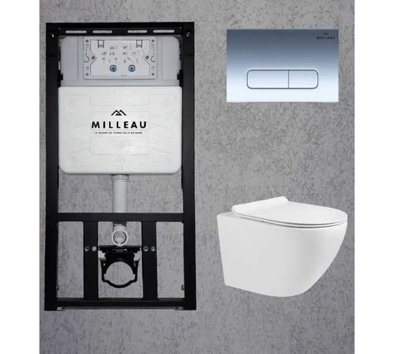Изображение товара Комплект система инсталляции Milleau ALBY с подвесным унитазом (белый глянец) и панелью смыва (хром) MR0425-A5.203GW/2.01