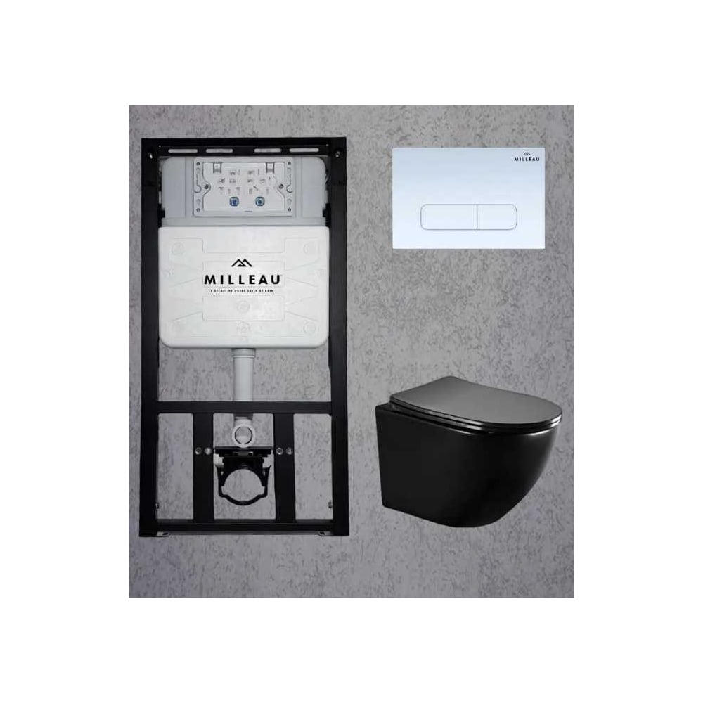 Изображение товара Комплект система инсталляции Milleau ALBY с подвесным унитазом и панелью смыва