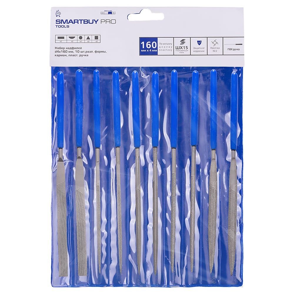 Изображение товара Набор надфилей Smartbuy PRO TOOLS 10 шт с пластиковой рукоятью