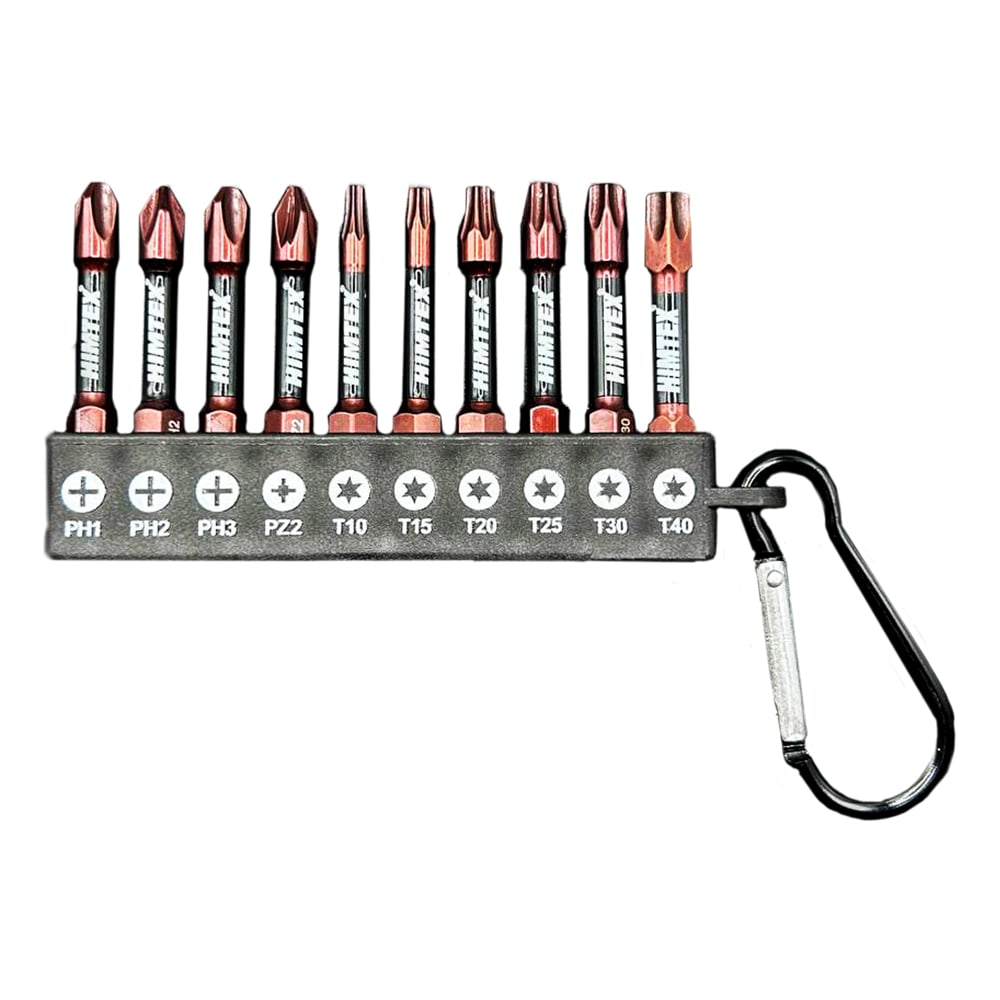 Изображение товара Набор HIMTEX 10 бит с карабином 50 мм для винтов и шурупов