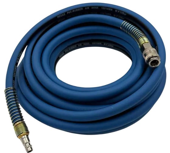 Изображение товара Шланг армированный Pegas pneumatic синий резиновый пневматический с быстр. соед. профи 10м 10х16мм 4972