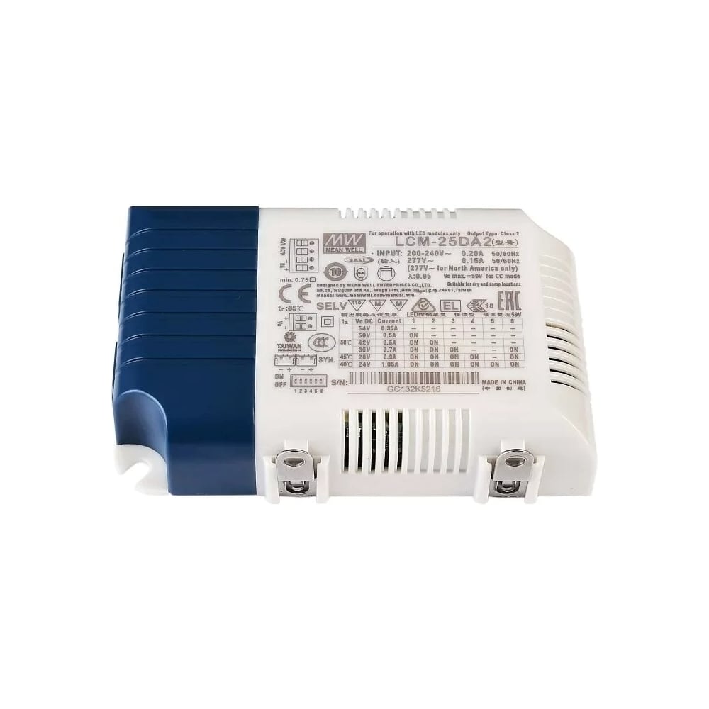 Изображение товара LED-драйвер Mean Well AC-DC LCM-25DA2 25Вт для светодиодов IP67