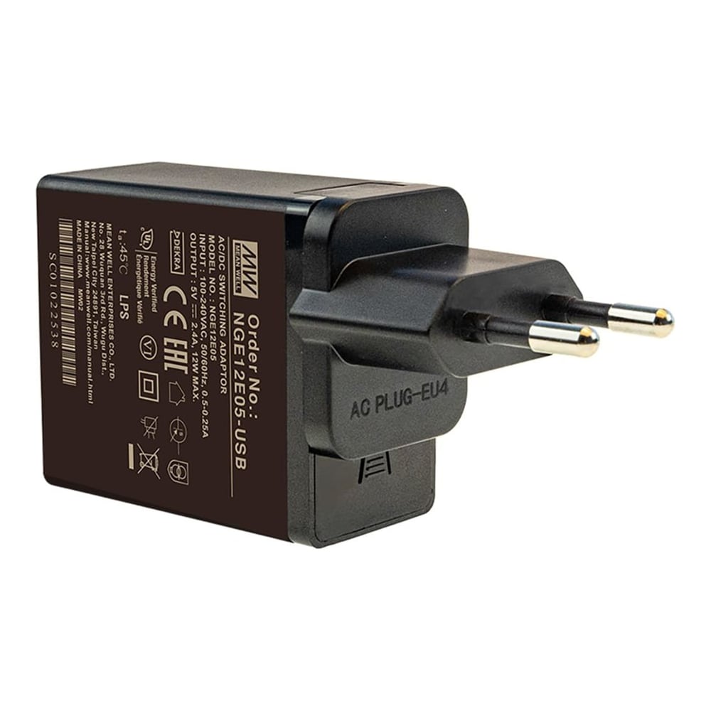 Изображение товара Адаптер питания Mean Well AC-DC NGE12E05-USB для бытового и промышленного использования