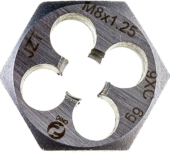 Изображение товара Плашка CNIC М 8,0 1,25 шестигранная 9ХС, S 22мм 6g 55876