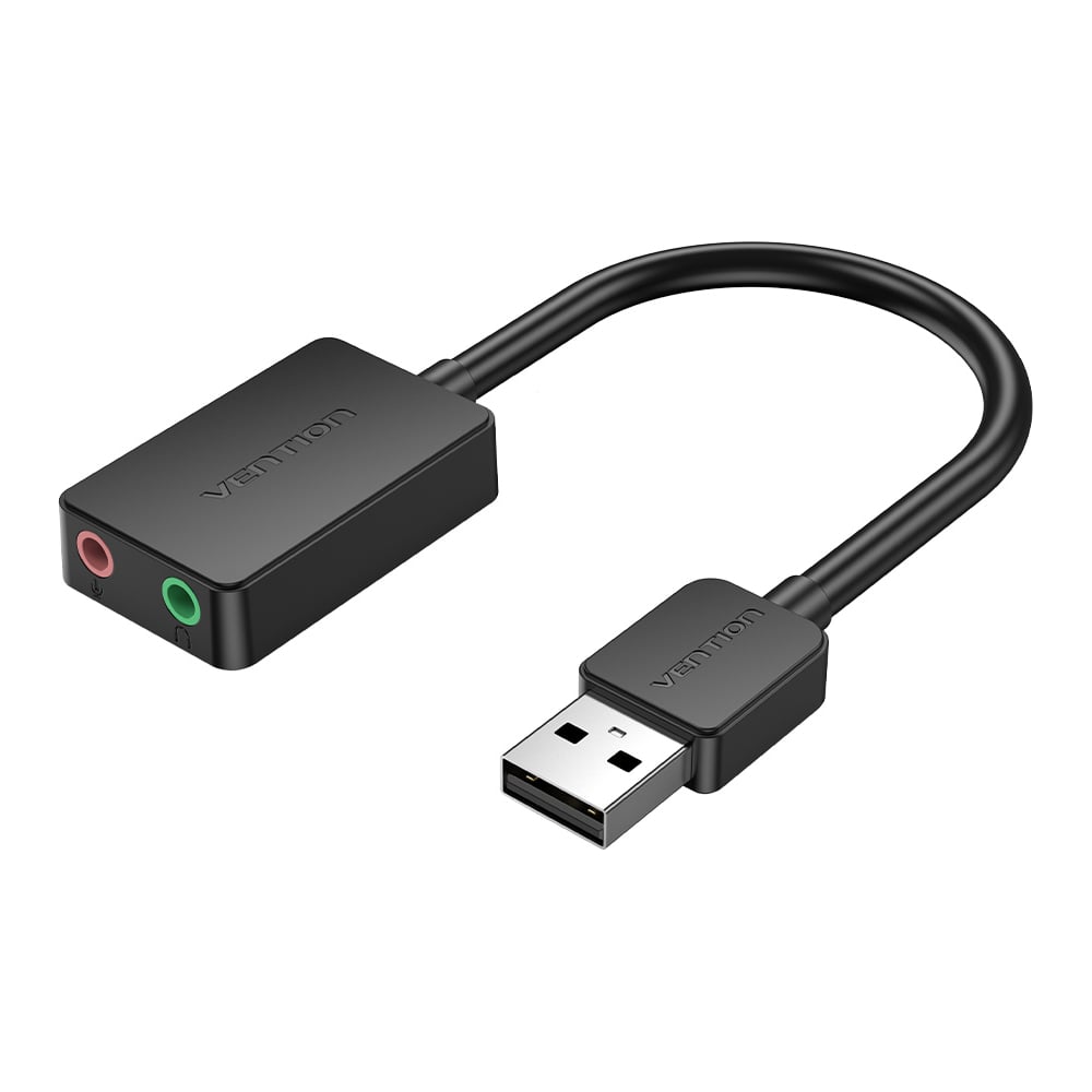 Изображение товара Внешняя звуковая карта USB VENTION Черная CDYB0 для компьютера и ноутбука