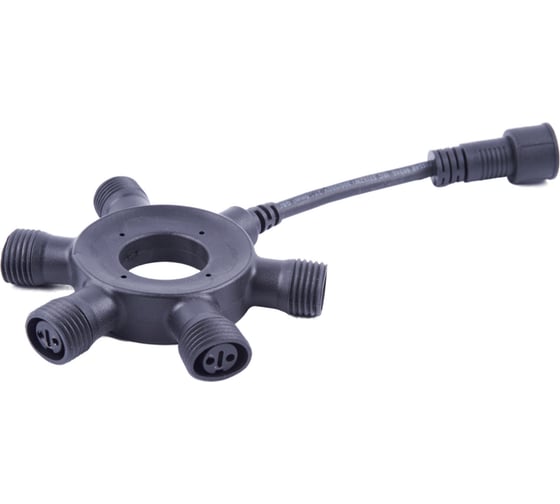 Изображение товара Соединитель для гирлянд Uniel серии F90RPO, круговой, 1 вход-5 выходов, черный UTC-F90 Y6 BLACK UL-00013230