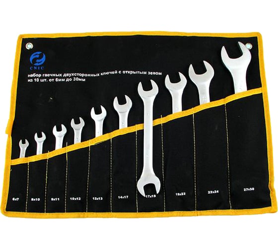 Изображение товара Набор ключей CNIC рожковых из 10-ти шт. 6x7 - 27x30 в сумке хром-ванадий 865 39834
