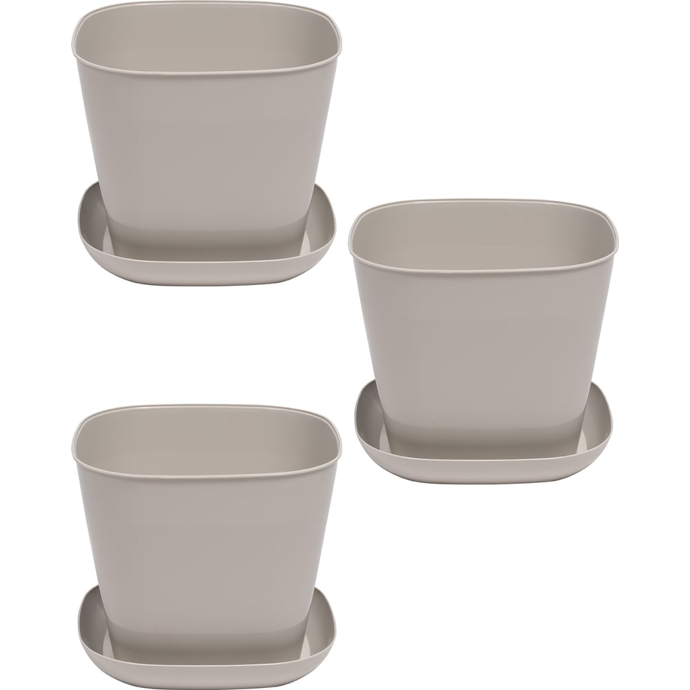 Изображение товара Кашпо квадратное Violet 5,0л с поддоном набор 3 шт агат N-3850/3-09