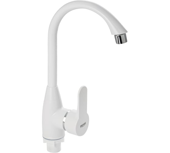 Изображение товара Смеситель для кухни боковой BRIMIX БЕЗ ГИБКОЙ ПОДВОДКИ, шаровый, из высокопрочного АБС пластика, цвет БЕЛЫЙ 592-1