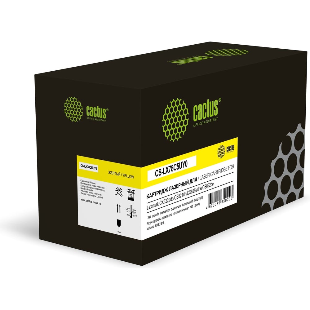 Изображение товара Картридж лазерный Cactus CS-LX78C5UY0 желтый для Lexmark
